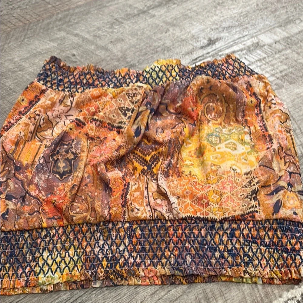 Jane and Delancey Orange Brown Smocked Bubble Top - Picture 5 of 5
